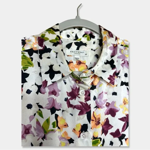 13. EQUIPMENT FEMME Blouse Size S Silk Multicolor Button Down - Picture 4 of 4